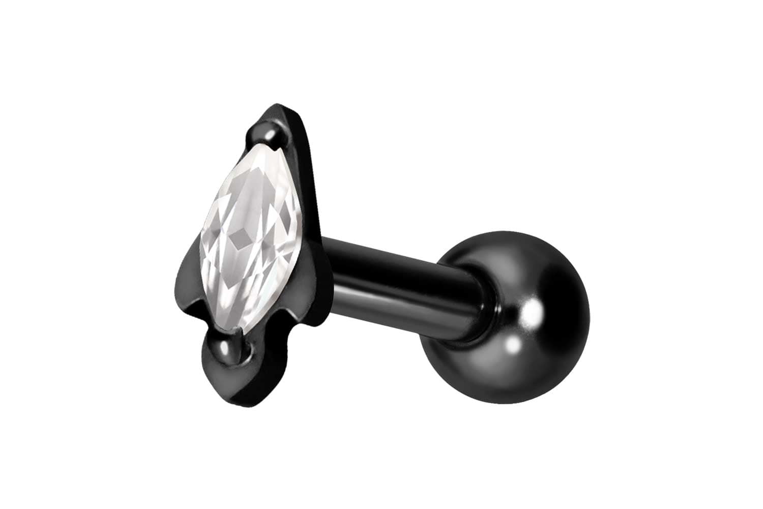 Titan Ohrpiercing mit Innengewinde KRISTALLRAKETE